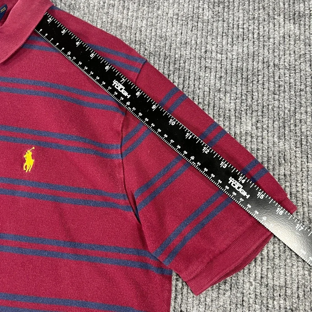 Polo Ralph Lauren Mens Shirt Large Red Striped Short Sleeve Golf Casual Comfort
